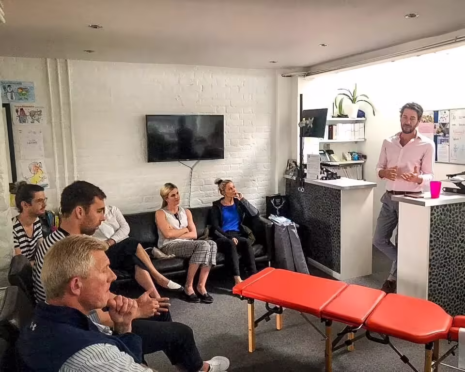 Chiro London team at a chiropractic masterclass training session
