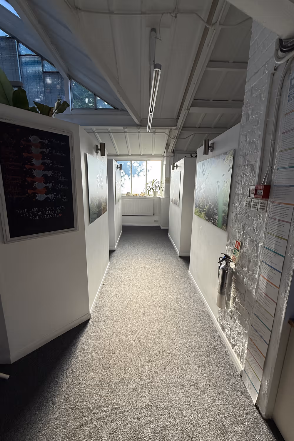 Light-filled corridor at a Chiro London clinic
